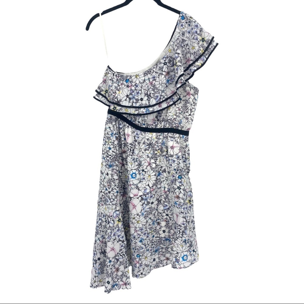 Likely Dress 4 Contour Daisy Delbarton One Shoulder Asymmetrical White Blue New